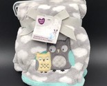 Parent&#39;s Choice Baby Blanket Owls Clouds Walmart Gray Aqua - £44.09 GBP