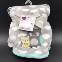 Parent&#39;s Choice Baby Blanket Owls Clouds Walmart Gray Aqua - £43.85 GBP