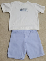 Vintage 90s Baby Guess 2 Piece T Shirt &amp; Light Blue Denim Short Set Baby... - $32.41
