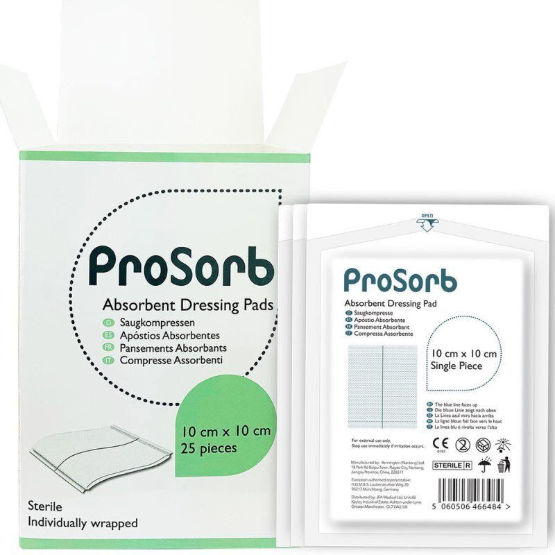 Prosorb Sterile Absorbent Low Adherent Wound Dressing Pads 10cm x 10cm x 25 - $13.78