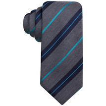 COUNTESS MARA Gray Blue Lugano Stripe Silk Blend Woven Narrow Tie - £15.84 GBP