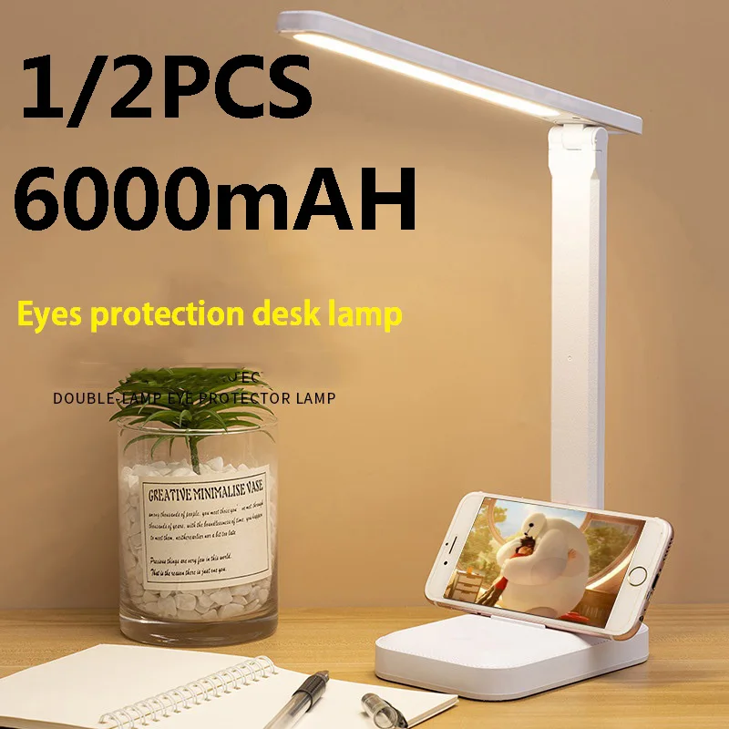 6000mAh LED Table Lamp USB Chargeable 3 Color Stepless Dimmable Desk Lam... - $7.93+