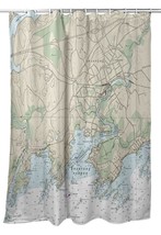 Betsy Drake Branford Harbor, CT Nautical Map Shower Curtain - £85.98 GBP