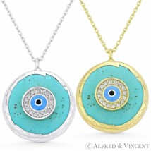 Evil Eye Greek Charm Turquoise Enamel Pendant &amp; Necklace in 925 Sterling Silver - £25.79 GBP