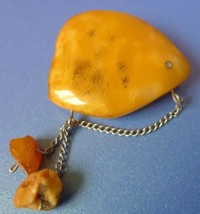 m4 Jewelry Honey Yellow Butterscotch Natural Baltic Amber Gem Fish Brooch Pin 8g - £49.39 GBP