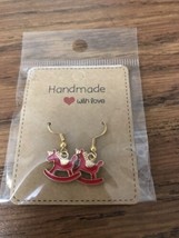Red Rocking Horse Fashionable Earrings Gold Hypoallergenic Hook Earring - $14.20
