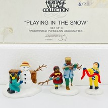 Dept 56 Playing In the Snow NEW Set Of 3 Christmas In The City 1993 Retired NIB - £15.45 GBP