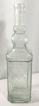 Glass Decorating Bottle 11.75”H Clear w/Slight Tint Raised Design Vtg Apothecary - £12.50 GBP