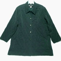 Lucien Daunois Faux Suede Jacket Vtg 18 2X Quilted Green Microfiber Bras... - $29.65