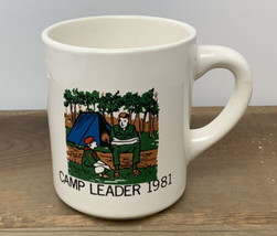 Vintage BSA Boy Scouts Coffee Mug Camp Leader 1981 Wooded Setting Excellent - $12.82