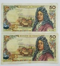 FRANCE LOT OF 2 BANKNOTES 50 FRANCS 1971 AND 1972 CIRCULATED VERY RARE - $93.11