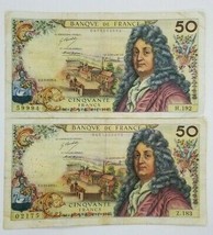 FRANCE LOT OF 2 BANKNOTES 50 FRANCS 1971 AND 1972 CIRCULATED VERY RARE - £73.33 GBP