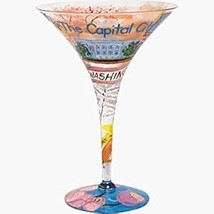 Hand-Painted Martini Glass, 7 oz, Washington DC Design recipe on bottom - $717.45 MXN