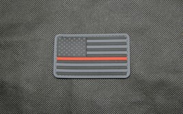 Thin Red Line PVC Subdued US Flag Patch Black &amp; Light Gray Morale Patch Hook - £5.84 GBP