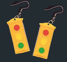 Funky Traffic Stop Light Signal Earrings Police Jewelry - £7.20 GBP