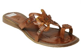 Womens Cognac Mexican Huarache Leather Sandals Butterfly Flip Flops #770 - $34.95