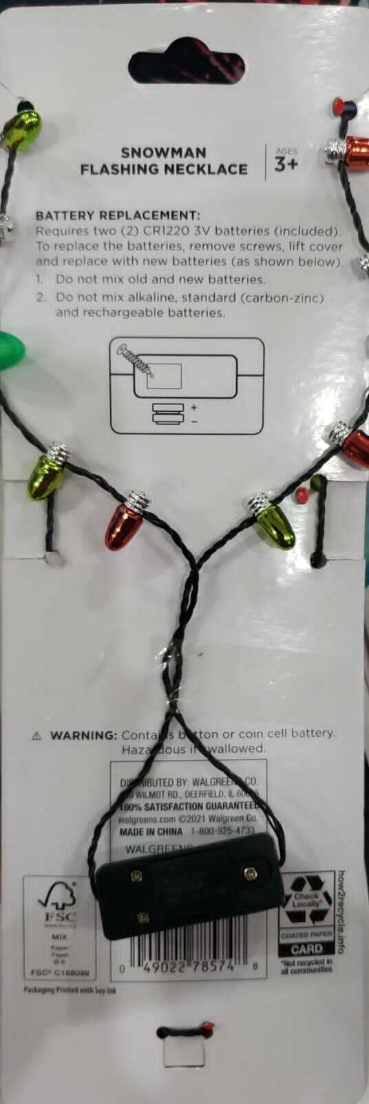 Be Jolly Snowman Flashing Necklace Item image 3