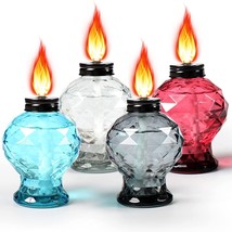 Clear Glass Table Lamp Outdoor Oil Torch Yard Patio Deck Garden Small Set 4 New - £38.28 GBP
