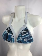 Women&#39;s Bathing Suit Top Only Blue White Ocean Triangle Padded Removable Cups S - $17.82