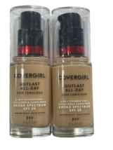 CoverGirl 842 Medium Beige Outlast Stay Fabulous 3 in 1 Foundation Set of 2 - £10.64 GBP