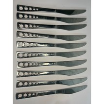 Set of 10 Oneida Apollo 18/10 Dinner Knives, Pierced Circles, 9.5&quot; Long - £50.58 GBP