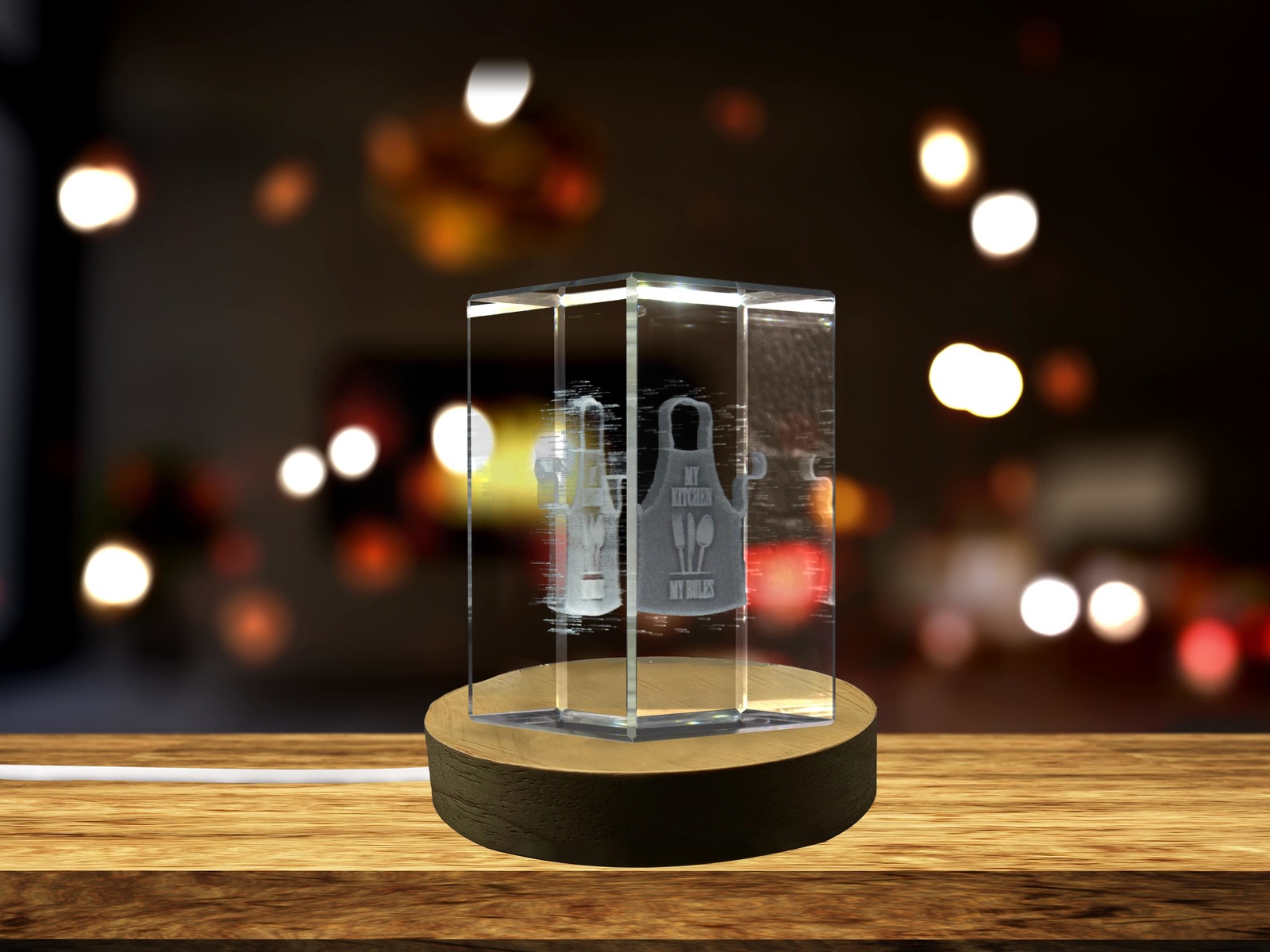 LED Base included | My Kitchen My Rules 3D Engraved Crystal 3D Engraved Crystal  Item image 2