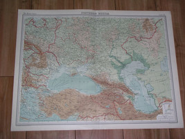 1922 Antique Map Of Ukraine Russia Crimea Poland Turkey Black C API An Sea Romania - £27.10 GBP