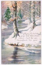 Postcard Christmas Snow Covered Trees and Stream Owens Card - $2.05