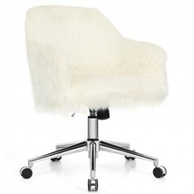 Modern Fluffy Faux Fur Vanity Office Chair for Teens Girls-Beige - $4,398.22 MXN