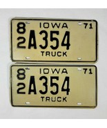 1971 Iowa Truck License Plates Matching Set A354 - $30.69