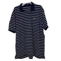Nautica  Polo Shirt Mens Size XXL 2XL Black White Striped Cotton Preppy - $14.00