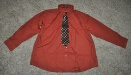 Mens Dress Shirt Croft &amp; Barrow Red Long Sleeve &amp; Silk Tie Set-sz 18.5-1... - £15.57 GBP