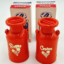 VTG Milk Can Kitchen MCM Plastic Creamer Sugar Container Orange Gold Lettering - £18.39 GBP