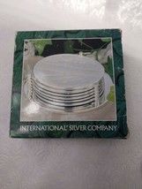 1995-INTERNATIONAL Silver Co. Silver Plate Golf Design 7 Pc Coaster Set Vintage - £4.65 GBP