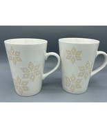 Set of 2 Starbucks Coffee Mugs 2016 Snowflake 16 oz Ceramic - $12.96