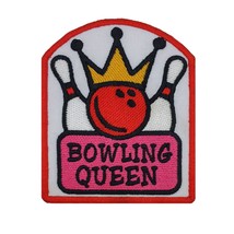 Bowling Queen Red Ball with Gold Crown Patch Iron On. Size: 3.1 x 3.9 inches. - £5.93 GBP