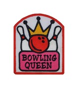 Bowling Queen Red Ball with Gold Crown Patch Iron On. Size: 3.1 x 3.9 inches. - £5.93 GBP
