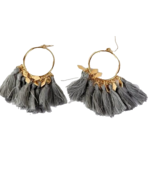 Boho Women&#39;s Tassel Earrings Hook Drop Dangle Gray Fringe - $5.94