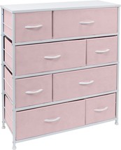 Sorbus Dresser With 8 Drawers - Bedside Furniture &amp; Night Stand End Table, Pink - £102.21 GBP