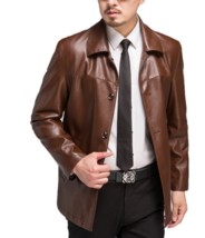 Brown Genuine  Formal Stylish 100%Lambskin Handmade Blazer Leather Men B... - £94.70 GBP