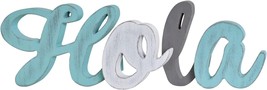 Wooden Hola Sign Decor Aqua Hanging Block Letters Sign Free Standing Wooden Lett - $19.00