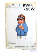 Kwik Sew Pattern #961 Girls' Windbreaker Designed For Woven Fabric Sizes 2-3-4 - $6.50