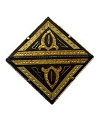 Vintage Spanish Damascene Square Brooch Pin Prong Set &amp; Trombone Clasp - $635.78 MXN
