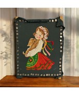 Vintage Crewel Embroidered Bavarian Girl With Dog  1960’s 1970s - $1,190.62 MXN
