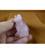 (Y-CAT-SIC-776) Pink Rose Quartz KITTY CAT gemstone carving figurine sto... - £13.70 GBP