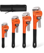 4-Piece Heavy Duty Soft Grip Pipe Wrench Set with Storage Bag - $40.49