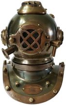 Antique US Navy Mark V Diving Helmet Chrome Brass Deep Sea Marine Scuba ... - $123.75