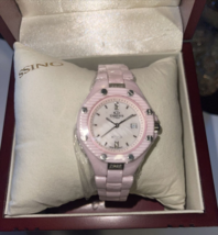 Oniss Paris Women&#39;s Diamond Accented Pink silver Hi tech Ceramic  Watch new - £193.35 GBP