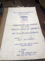 100 Lb YELLOW CORN MEAL Burlap fabric sack BAG Donated by People USA Foo... - $27.83