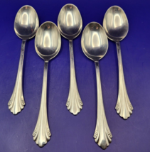 Oneida ENCHANTMENT 1985 CUBE Silverplate Set of 5 Place/Oval Soup Spoons 6 3/4&quot; - £19.20 GBP